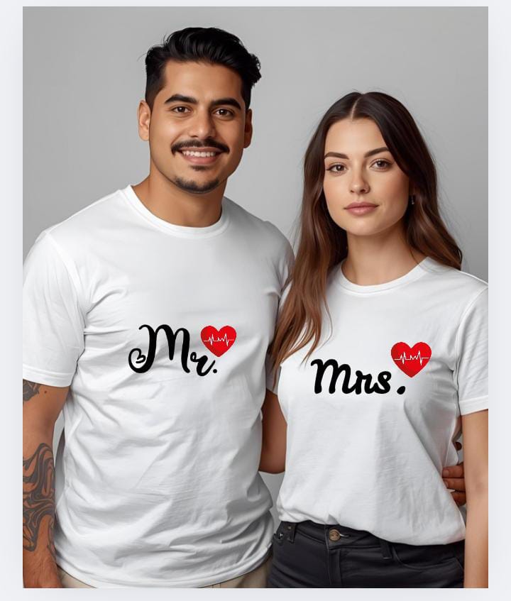 Customized Polyester Couple T-Shirts – Multiple Designs for Husband & Wife | SangwanTees